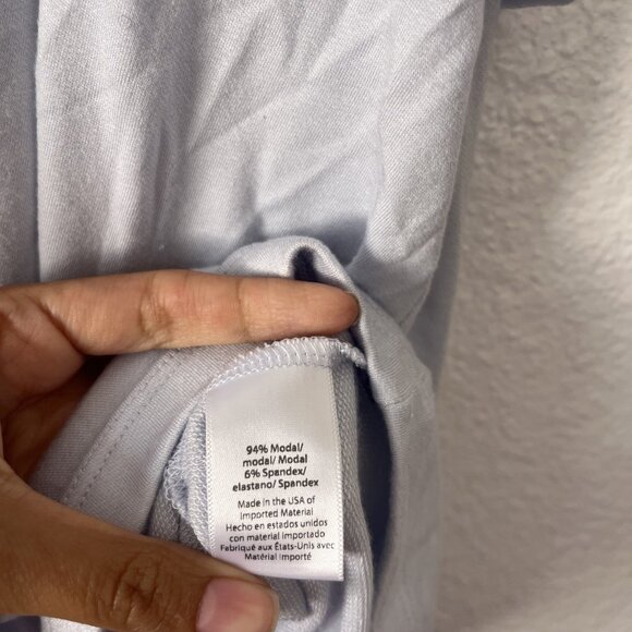 Beyond Yoga Blue Modal/Spandex Frill Seeker Cold Shoulder Top Size XS Ruffle - Picture 5 of 6